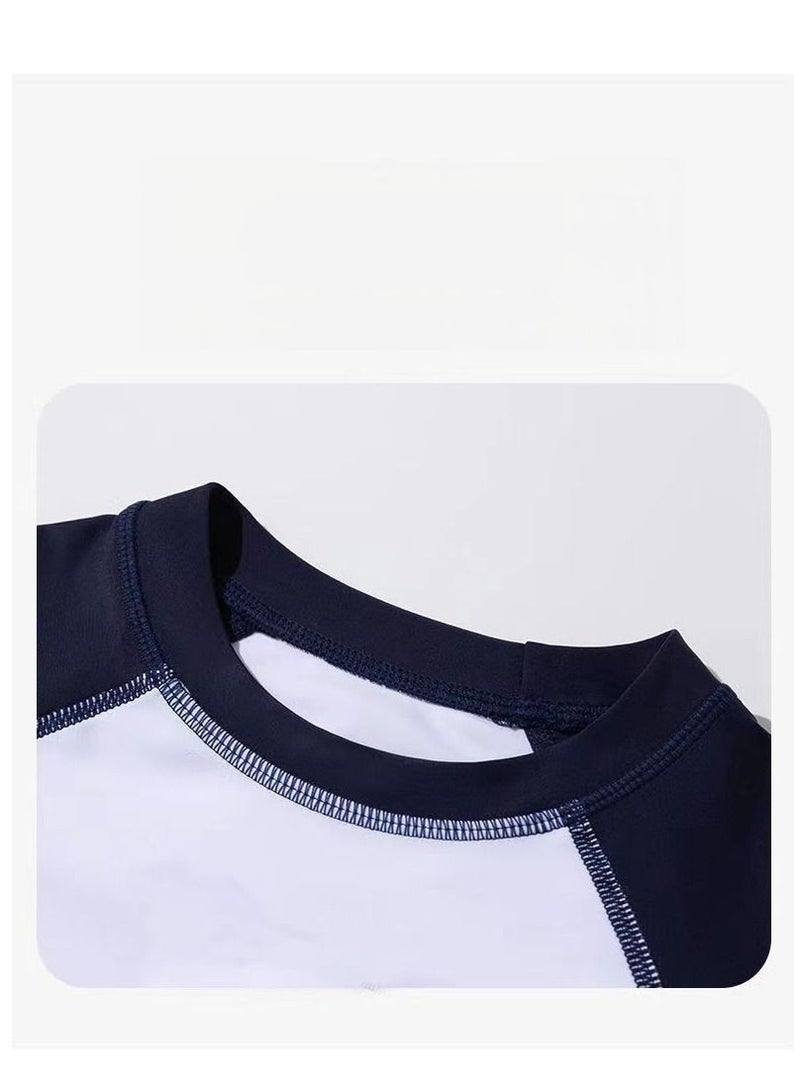 2023 Children's Sunscreen Quick Drying Swimsuit Swimming Training Hot Spring Suit Professional Five Point Boy Short Sleeved Split Suit  - Image 2