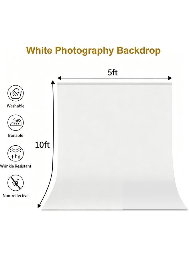 YelaJoy 5X10FT White Background for Photography Photo Booth Backdrops for Photoshoot Backgrounds Screen Video Recording Parties Curtain, Low Temperature Ironing to Remove Wrinkles (White) - Image 2