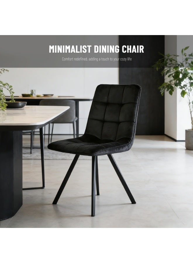 Sinyin Modern Dining Chairs Set of 4 Black Upholstered Fabric Kitchen Chairs with Thick Cushioned Seat Ergonomic High Back Tufted Design Metal Legs Accent Chairs for Dining Room Living Room Office Cafe - Image 3