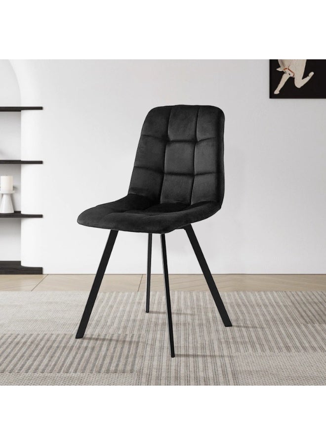 Sinyin Modern Dining Chairs Set of 4 Black Upholstered Fabric Kitchen Chairs with Thick Cushioned Seat Ergonomic High Back Tufted Design Metal Legs Accent Chairs for Dining Room Living Room Office Cafe - Image 2