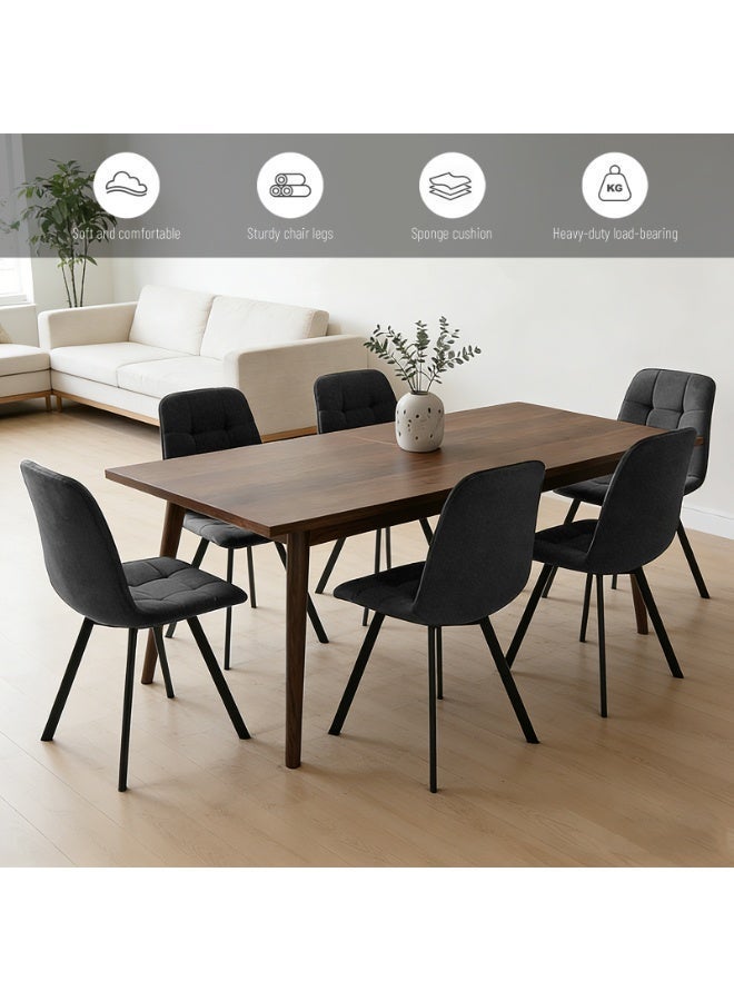 Sinyin Modern Dining Chairs Set of 4 Black Upholstered Fabric Kitchen Chairs with Thick Cushioned Seat Ergonomic High Back Tufted Design Metal Legs Accent Chairs for Dining Room Living Room Office Cafe - Image 4