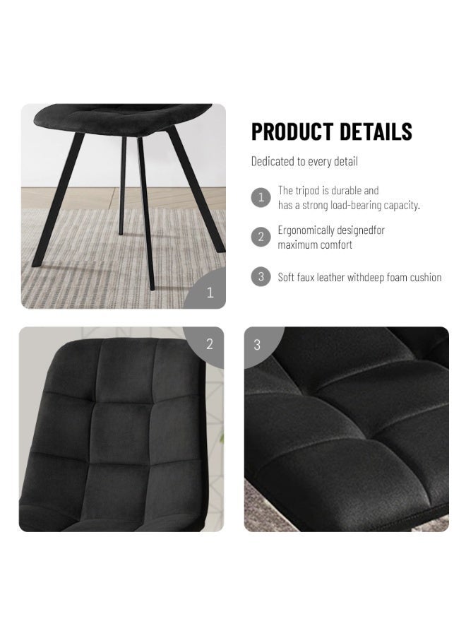 Sinyin Modern Dining Chairs Set of 4 Black Upholstered Fabric Kitchen Chairs with Thick Cushioned Seat Ergonomic High Back Tufted Design Metal Legs Accent Chairs for Dining Room Living Room Office Cafe - Image 5