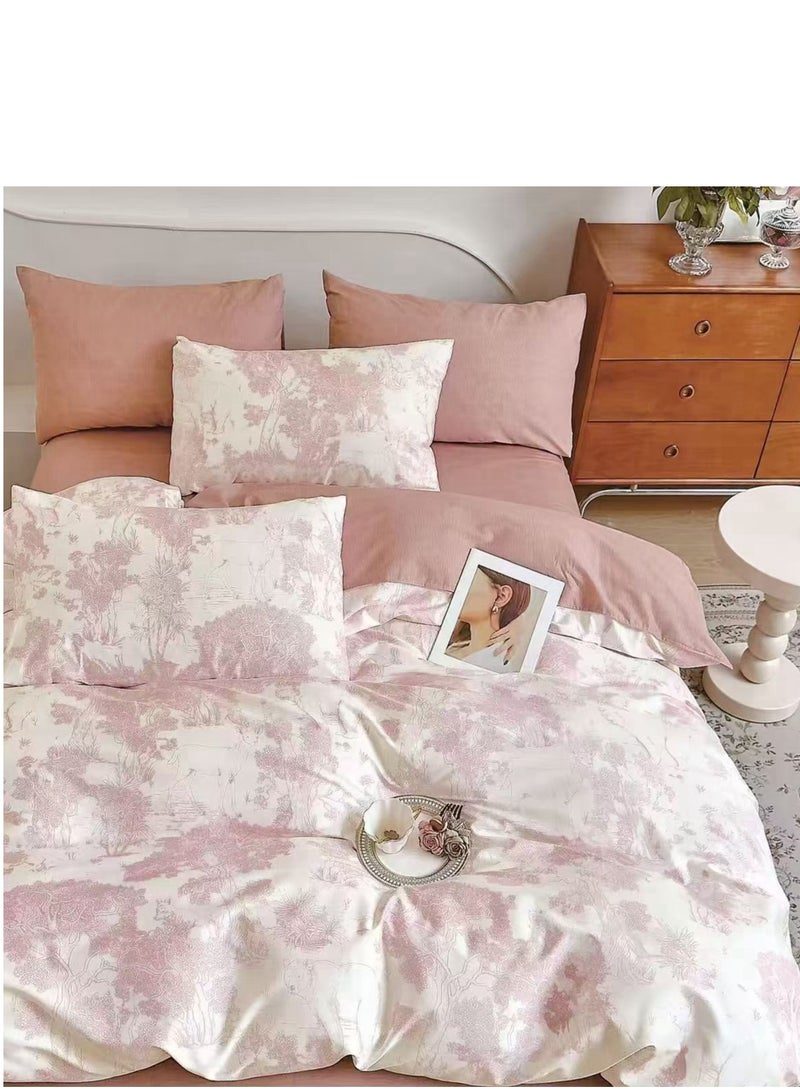 Duoduo home غطاء لحاف عالي الجودة 100% قطن، حجم كينغ، مجموعة 6 قطع مع غطاء لحاف 220*240 سم وشيت ملائم و4 أغطية وسائد - Image 1