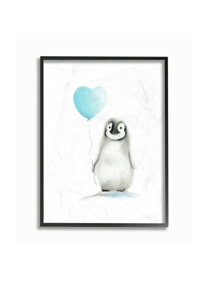 Stupell Industries - Stupell Industries Baby Penguin with Blue Balloon Framed Giclee Texturized Art, 11 x 1.5 x 14, Proudly Made in USA - Image 1