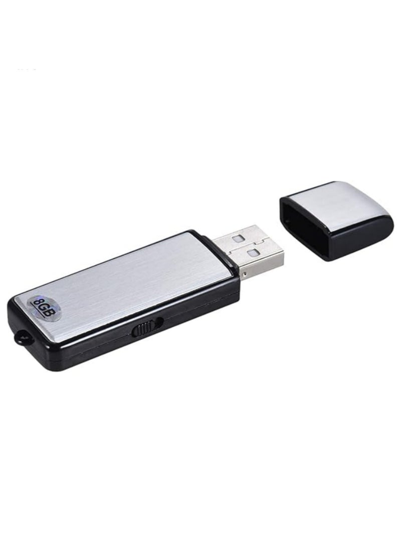 ماركة غير محددة 8GB مسجل صوت رقمي مع تسجيل بنقرة واحدة، محرك فلاش USB، تصميم بحجم الجيب، توصيل وتشغيل فوري للاجتماعات والمحاضرات والمزيد.  - Image 2