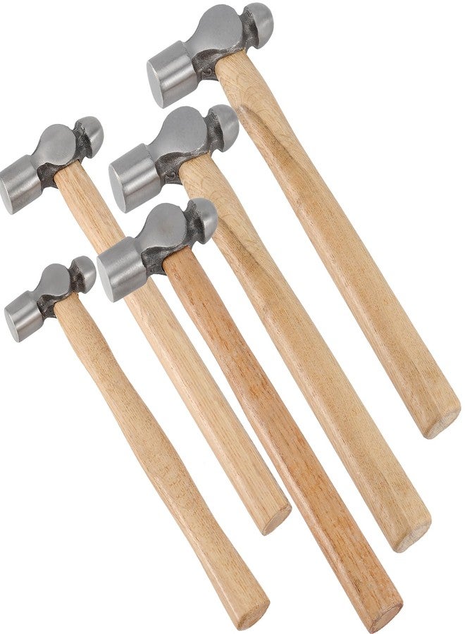 ZEONHAK 5 PCS Ball Peen Hammer, 8 OZ,16 OZ, 24 OZ, 32 OZ, 48 OZ Ball Peen Hammer Set with Wooden Handle and Non-Slip Shock Absorbing Grip for Metal Rivetc - Image 1