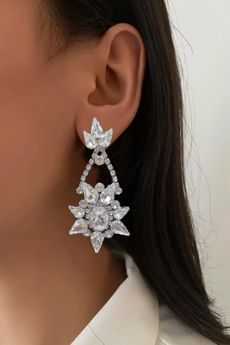 باهلس Women's Crystal Stone Waterway Pendant Earrings