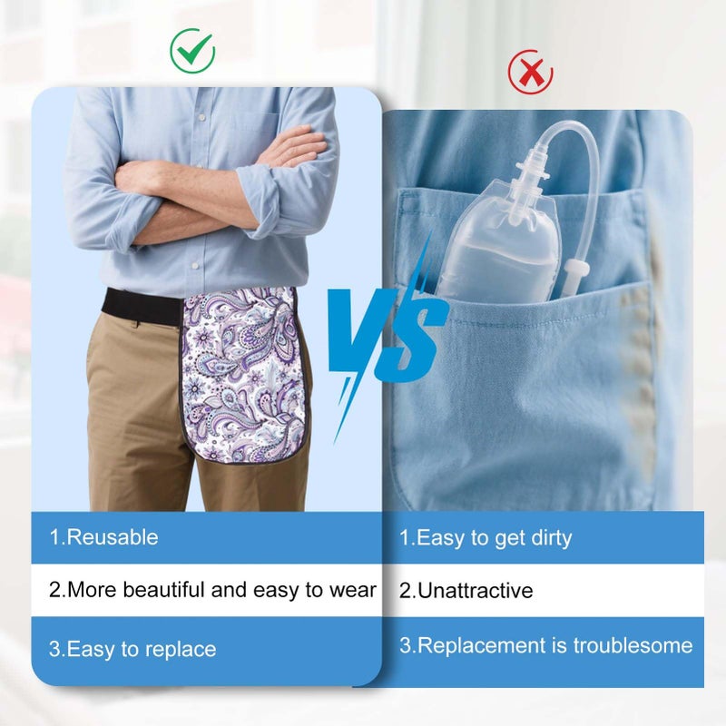 SHFGYG Catheter Bag Holder with Belt, Soft Fabric Urine Drainage Bag Holder with Adjustable Straps & Concealing Cover for 1500ml Urine Bags, Safe and Discreet - Image 5