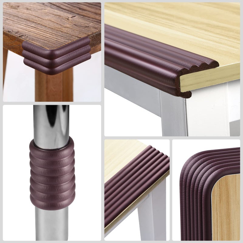 Dovesail Upgrade Baby Proofing Edge Corner Protector, 16.4ft Edge Guards Padding with 3M Adhesive, Extra-Wide Soft Rubber Foam Padding, Furniture,Sharp Edge Safety Corner Edge Bumper Guard- Brown - Image 2