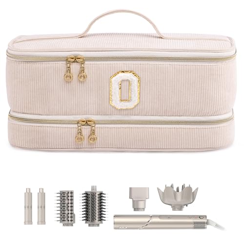 ELCUPA Initial Personalized Hair Tools Travel Bag DoubleLayer Hair Dryer Case Compatible with Shark FlexStyleSmoothStyle Dysson Airwrap Supersonic Hair Tool Organizer for Travel Home - Image 1