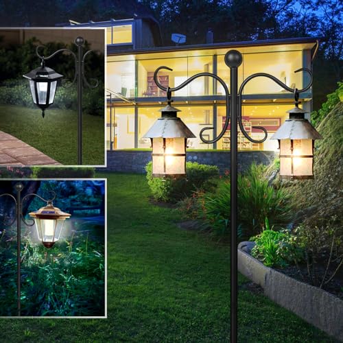 AOMGD 2 Pack 76 Inch Adjustable Double Shepherds Hooks for Outdoor Heavy Duty, Two Sided Garden Bird Feeder Pole for Hanging Plant Baskets, Solar Lights, Weddings Decor - Image 4