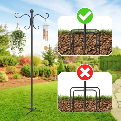AOMGD 2 Pack 76 Inch Adjustable Double Shepherds Hooks for Outdoor Heavy Duty, Two Sided Garden Bird Feeder Pole for Hanging Plant Baskets, Solar Lights, Weddings Decor - Image 3