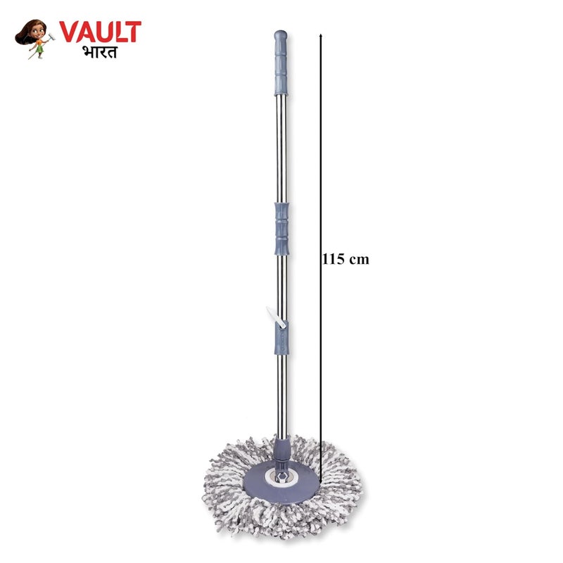 VAULT BHARAT Vault Bharat Premium Moppers for Cleaning Floor 360 Spin Adjustable Floor Cleaning Stainless Steel Mopping Stick Set with 4 Microfiber Replaceable Mop Refill Warranty 1 Year - Image 3