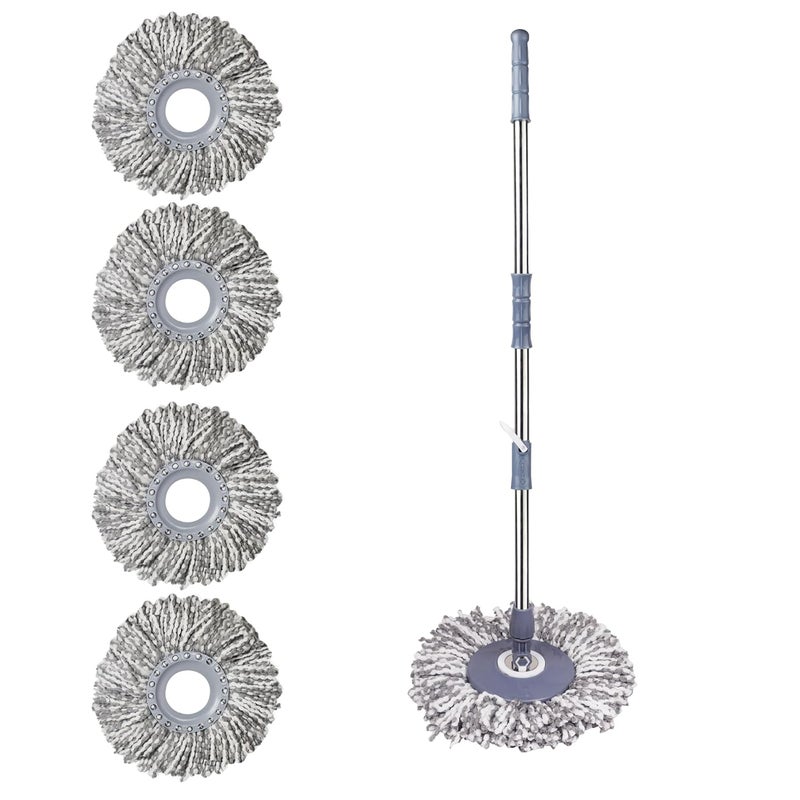 VAULT BHARAT Vault Bharat Premium Moppers for Cleaning Floor 360 Spin Adjustable Floor Cleaning Stainless Steel Mopping Stick Set with 4 Microfiber Replaceable Mop Refill Warranty 1 Year - Image 1