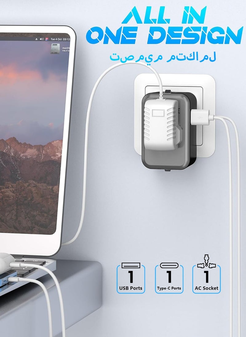 DPTER Universal Travel Adapter Worldwide Plug Adaptor with (Type C+USB) 2 USB Ports & AC Outlet, International Plug Adapter Converter, All in One Travel Adaptor Multi USB Wall Charger for European USA UK EU AUS(Type C/G/A/I) - Image 3