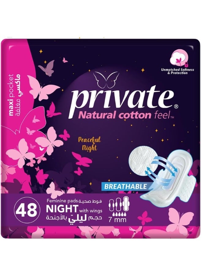 Private Sanitary Maxi Pocket Night 48 Pads White  - Image 1