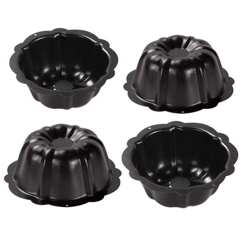 MGGi 4 Pack Mini Pie Pans 5 inch Carbon Steel Reusable Nonstick Small Pie Plate Baking Dish 8oz Ruffled Edge Individual Round Bakeware for Toaster Oven Air Fryer Insta Pot for Cakes Tart Desserts
