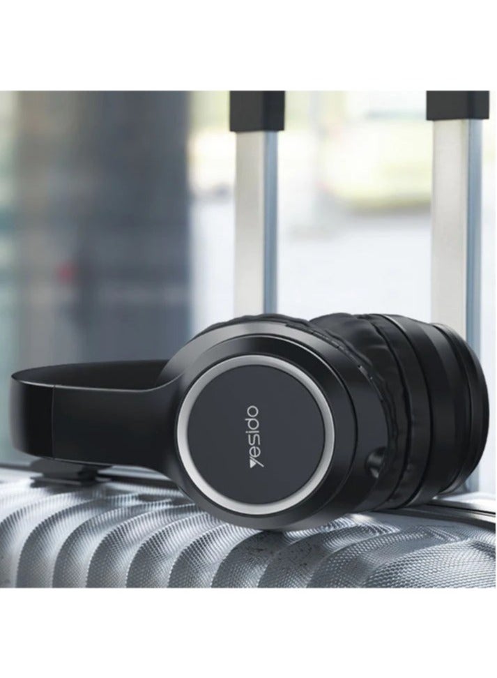 Yesido EP03 Wireless Foldable Bluetooth Headphones – Over-Ear BT 5.3 Headset with Hi-Fi Sound, Noise Isolation, Built-in Microphone & USB Charging – Lightweight & Compact for Travel – Black - Image 5