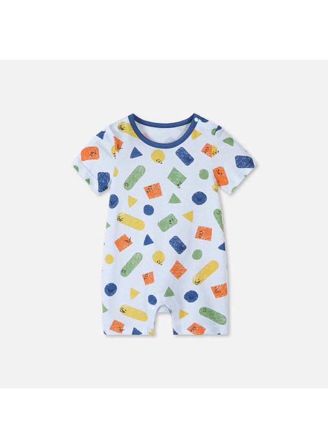 Tinsino Baby Boys' Romper Summer Newborn Bodysuit Jumpsuit A Class Pure Cotton Geometric Expression - Image 3