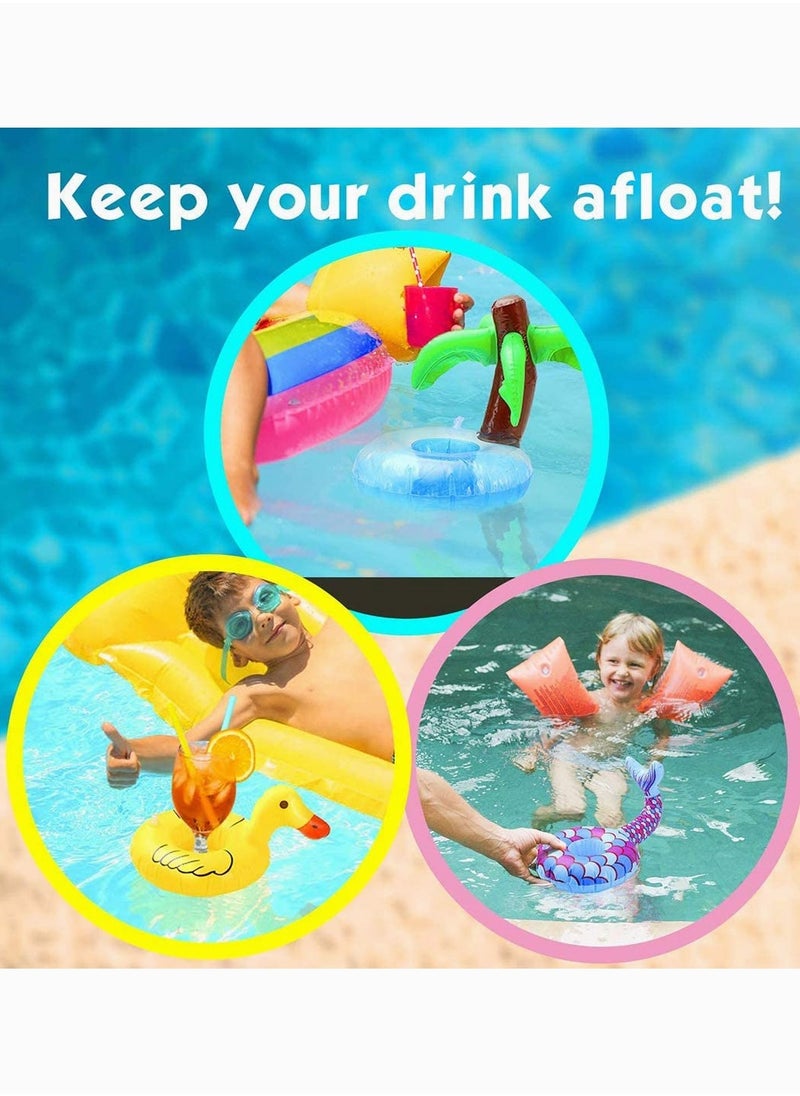 SYOSI 14Pcs Inflatable Drink Holders Pool Drink Holder Floats Inflatable Cup Holders Cup Coasters for Summer Pool Party  - Image 4