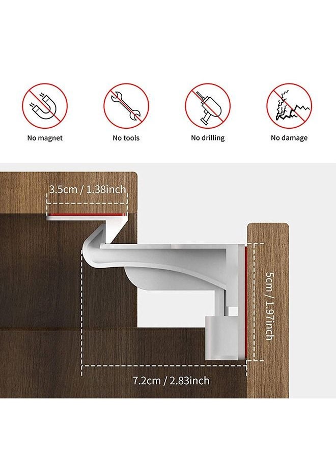 Ant 5- Piece Child Safety Locks, Child Safety Cupboard Locks Invisible and Unlocked Design, No Tools or Drilling Needed, Baby Cabinet Locks for Kitchen Cabinets and Drawers Latches (White)  - Image 2