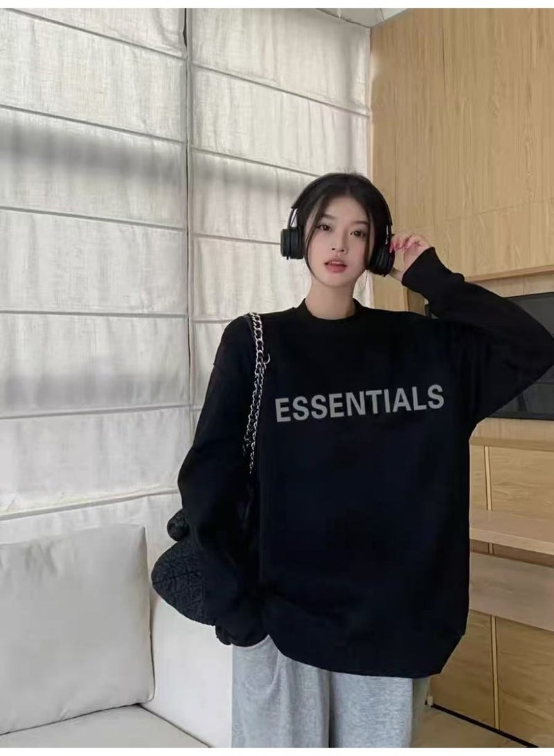 إيسينشيال ESSENTIALS السترة المستديرة الرجال والنساء الأزواج ترفيهية جديدة 100 مجموعات قميص الرأس - Image 4