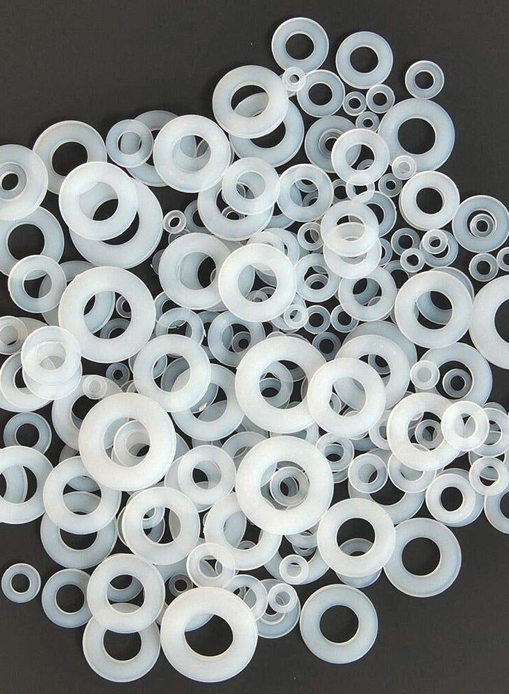 Excefore Nylon Washer, Flat washer Plastic flat washer Flat gasket Round spacer washers Seal ring Spacer washer Washer round glat，for Industrial Fixings 500 Pcs - Image 4