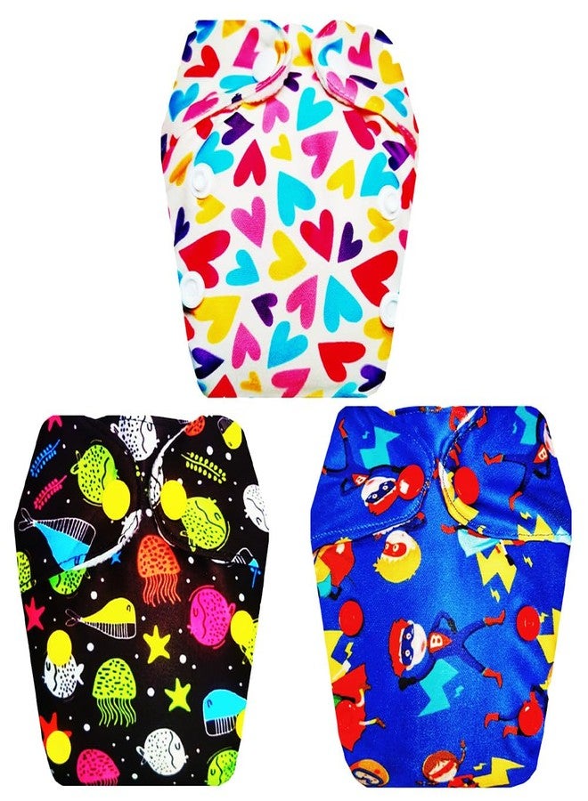 حفاضات قماشية فاخرة من دمبلدو للأطفال حديثي الولادة مع حشوة داخلية (عبوة من 3 قطع) | شعور بالجفاف والراحة | مانعة للتسرب | سهلة التنظيف | تغيير حفاضات بدون قلق | من 0 إلى 4 أشهر | للجنسين - Image 1