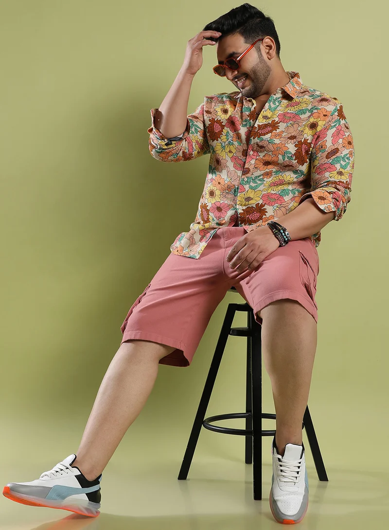Instafab Plus Instafab Plus Men's Multicolour Floral Cluster Shirt For Casual Wear | Spread Collar | Long Sleeve | Button Closure | Cotton Shirt Crafted With Comfort Fit For Everyday Wear