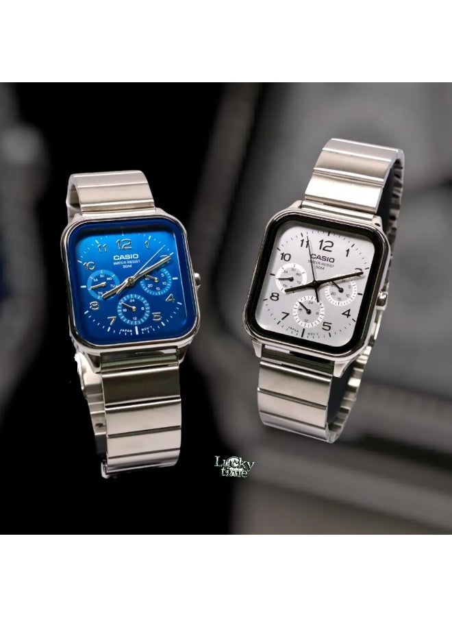 CASIO ساعة كواتز قياسية MTP-M306D-7AVDF، 44.5 مم قرص فضي، سوار من الفولاذ المقاوم للصدأ، مقاومة للماء حتى 50 متر - Image 2