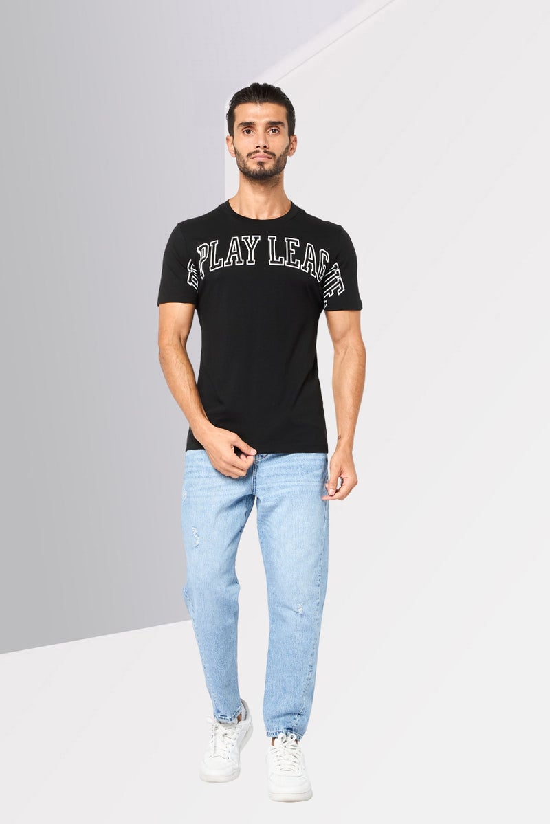 Replay Men Crew Neck Short Sleeves Graphic Print T-Shirt, Black - Image 2