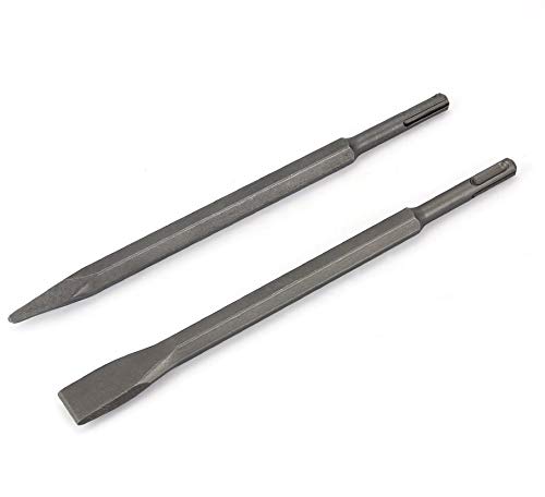 ISC ISC Chisel 2Pc Set Max Shank 14 mm Length 250 mm Electric Hammer Chisels for ConcreteBrickWallTile Slotting Drilling - Image 1
