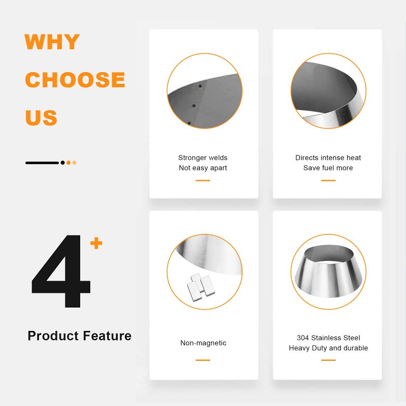 GRISUN BBQ Whirlpool for Weber 22 inch Kettle, Smokey Mountain 22 26.75, BBQ Kettle Grill Accessories for XL Big Green Egg, Kamado Joe, Stainless Steel Charcoal Grill Accessory for Weber - Image 3