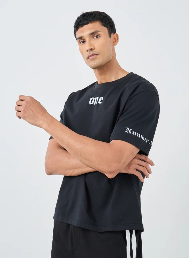 Styli Styli Placement Print Crew Neck Oversized T-Shirt