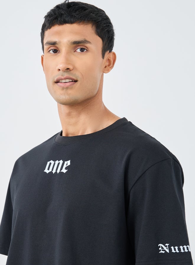 Styli Placement Print Crew Neck Oversized T-Shirt - Image 3