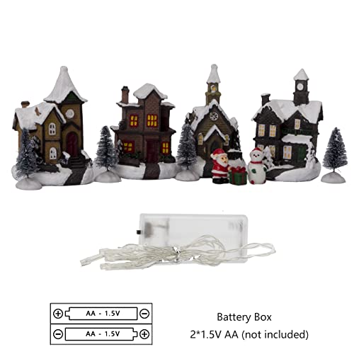 QPURP 11 PCS Christmas Village Sets,Lighted Christmas Village Houses Figurines Xmas Theme Gift, Home Decoration, and Collectibles - Image 3