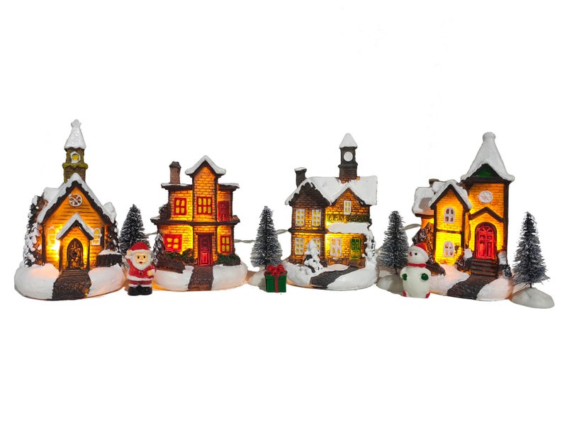 QPURP 11 PCS Christmas Village Sets,Lighted Christmas Village Houses Figurines Xmas Theme Gift, Home Decoration, and Collectibles - Image 5