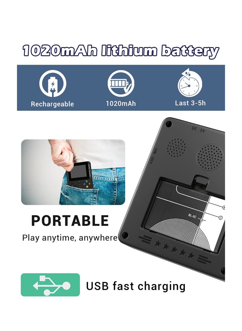 Handheld Game Console, Retro Mini Game Console with 500 Classic Games, Rechargeable Battery, Portable Games Controller, Support for 2 Players  TV, Ideal Gift for Kids, Friend, Lover (Black) - Image 5