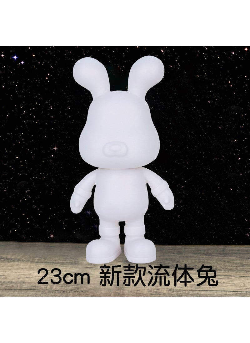 Diy Handmade Fluid Force Bear White Capsule Non-stone Doll Material Package Fluid Bear Ceramic Painting/sand Painting/watercolor 23cm new fluid Rabbit White embryo without paint brush 