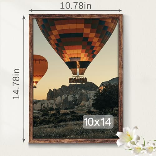 Fisnish 10x14 Picture Frame, for Wall Mounting Display Horizontally or Vertically Hanging, Brown - Image 3
