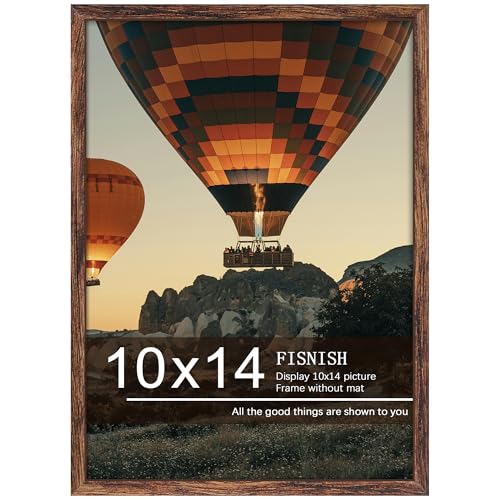 Fisnish 10x14 Picture Frame, for Wall Mounting Display Horizontally or Vertically Hanging, Brown - Image 1