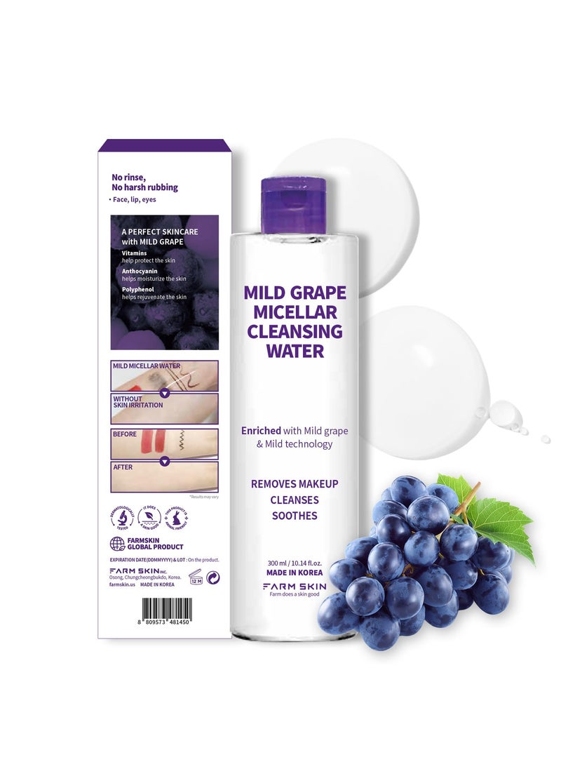 FARMSKIN FARMSKIN Freshfood For Skin Mild Greape Micellar Cleansing Water 101floz 300ml  Micellar Cleansing Water for FaceMakeup Remover  CleanserNonIrritatingKorean Skin Care 