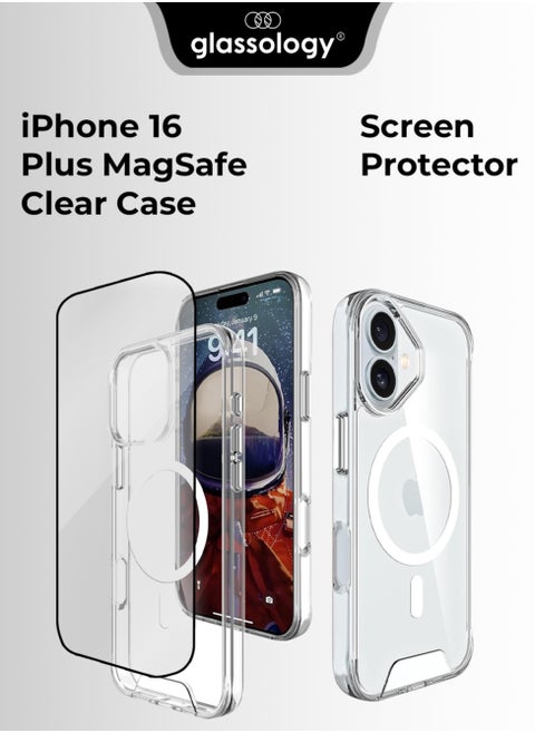 iPhone 16 Plus MagSafe Clear Case with Screen Protector Slim Shockproof Wireless Charging Compatible Anti-Yellowing Protective Bundle