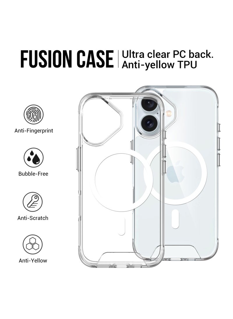 iPhone 16 Plus MagSafe Clear Case with Screen Protector Slim Shockproof Wireless Charging Compatible Anti-Yellowing Protective Bundle