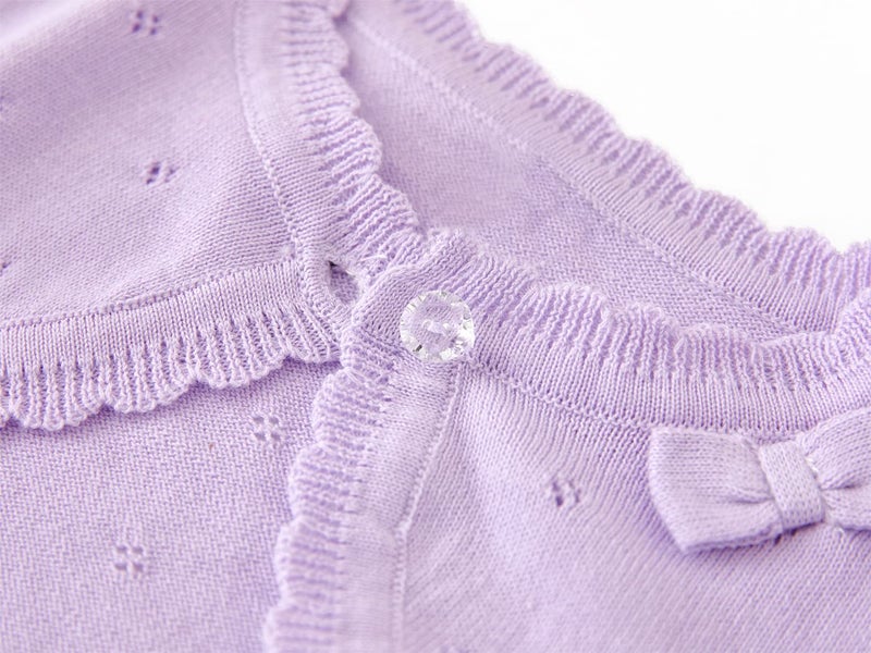 Miccina Toddler Girl Cardigan Sweater Bolero Shrug Baby Little Kids Long Sleeve Dress Up Button Closure Tops Winter Clothes Purple - Image 3