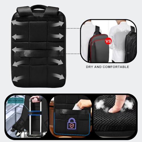 ZINZ Slim and Expandable 15 15.6 16 Inch Laptop Backpack Anti Theft Business Travel Notebook Bag with USB, Multipurpose Large Capacity Daypack for Men & Women,B01RD01 - Image 3