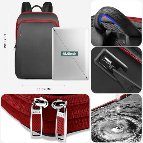 ZINZ Slim and Expandable 15 15.6 16 Inch Laptop Backpack Anti Theft Business Travel Notebook Bag with USB, Multipurpose Large Capacity Daypack for Men & Women,B01RD01 - Image 5