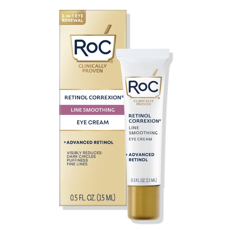 RoC Retinol Correxion Under Eye Cream for Dark Circles & Puffiness, Daily Wrinkle Cream, Anti Aging Skin Care Treatment Women and Men, 0.5 oz (Packaging May Vary) - Image 1