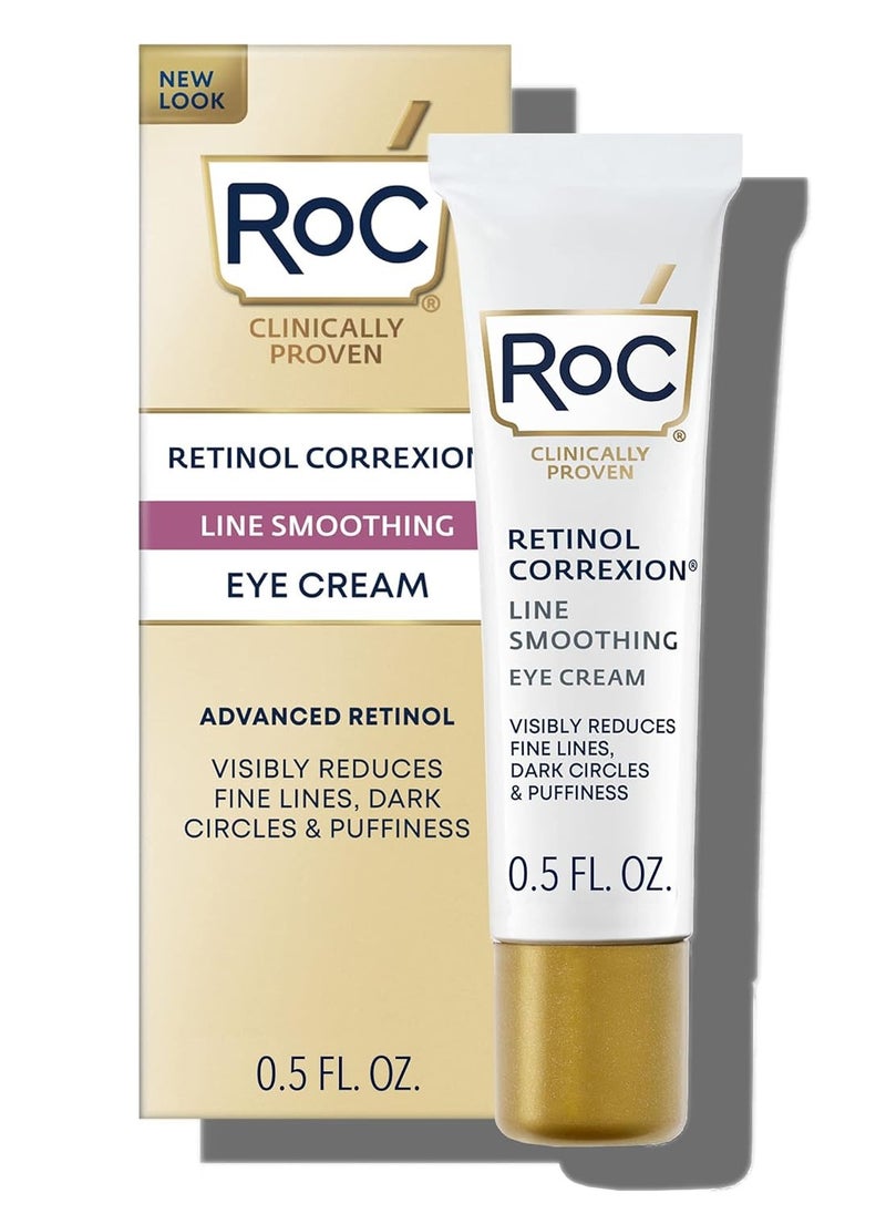 RoC - RoC Retinol Correxion Under Eye Cream for Dark Circles & Puffiness, Daily Wrinkle Cream, Anti Aging Line Smoothing Skin Care Treatment for Women and Men, 0.5 oz (Packaging May Vary) - Image 1