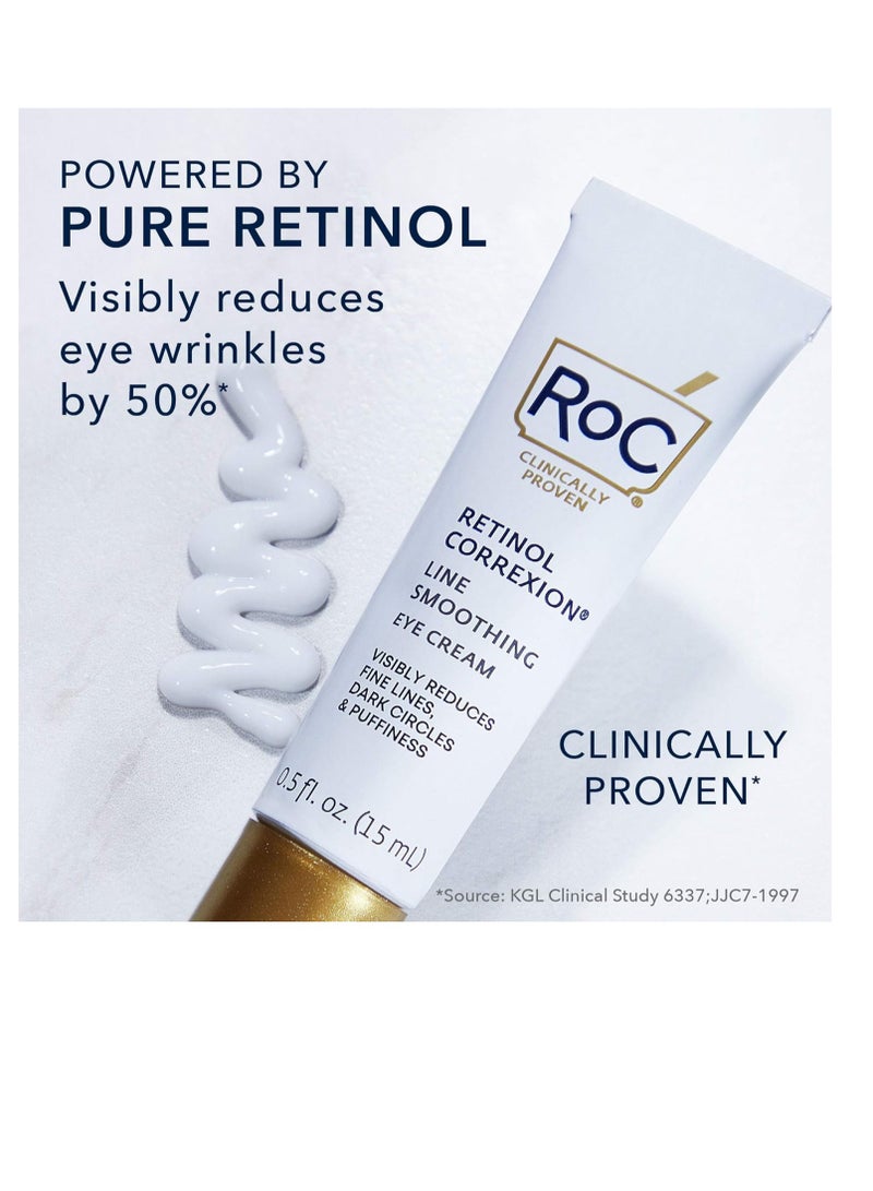 RoC - RoC Retinol Correxion Under Eye Cream for Dark Circles & Puffiness, Daily Wrinkle Cream, Anti Aging Line Smoothing Skin Care Treatment for Women and Men, 0.5 oz (Packaging May Vary) - Image 1